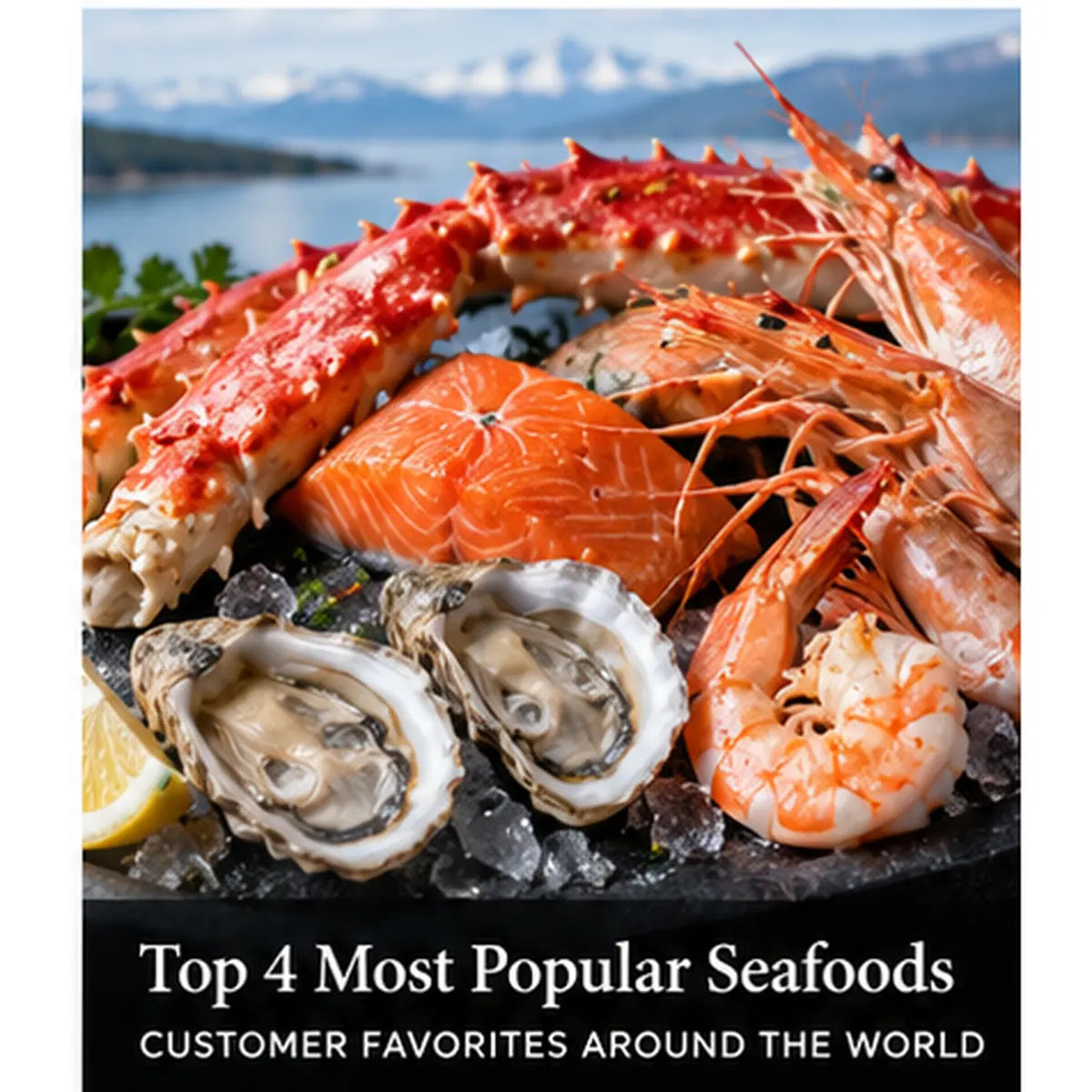 Popular seafood assortment with shrimp, salmon, tuna and white fish