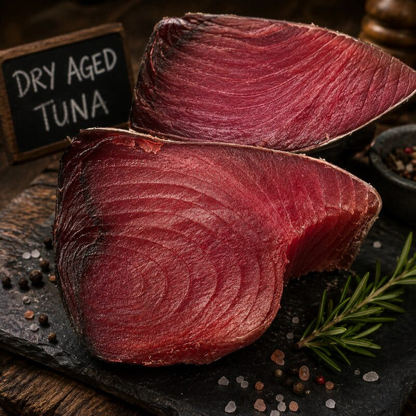 Dry-aged yellowfin tuna cuts