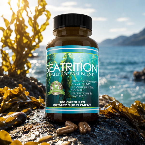 Seatrition Pure Seaweed Supplement bottle, front label