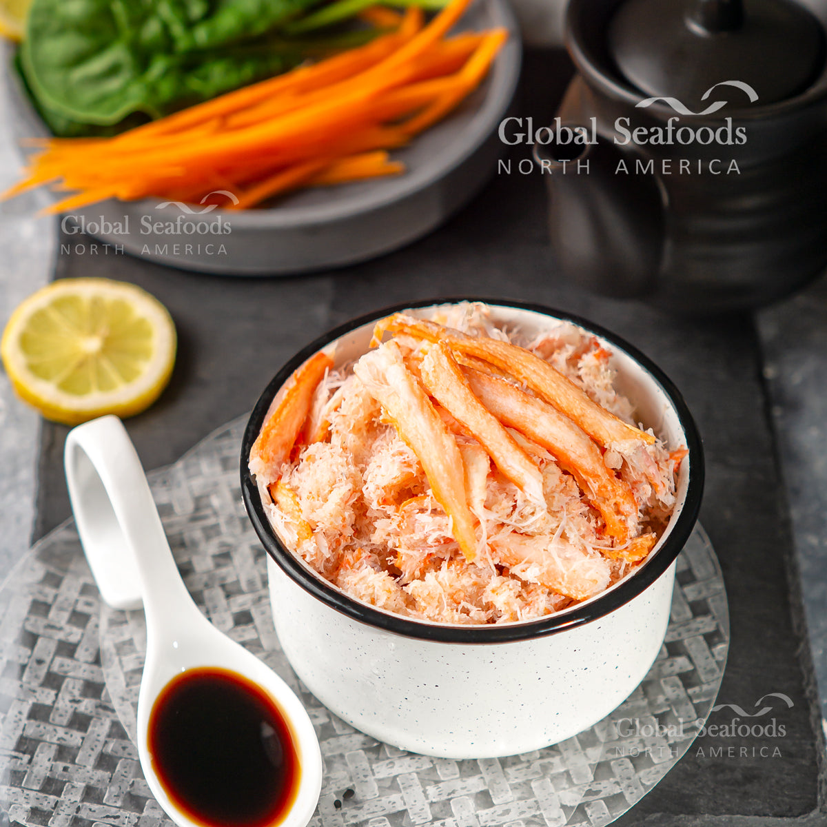 Snow crab meat in a metal cup