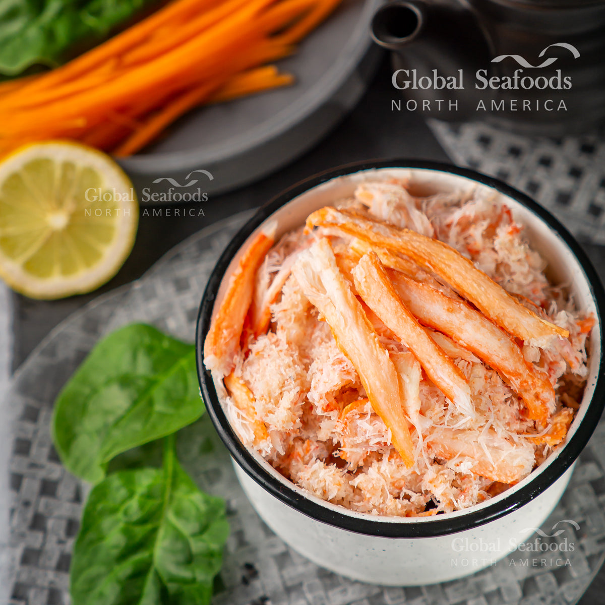 Snow crab meat in a clear cup