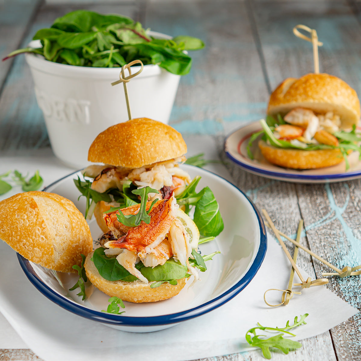 Sandwiches filled with Dungeness crab meat