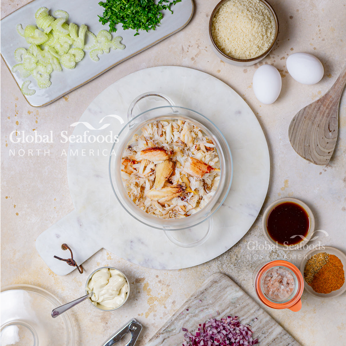 Dungeness crab meat with eggs and cucumber