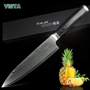 Kitchen Knife Set Japanese Damascus Pattern Chef Knives Stainless