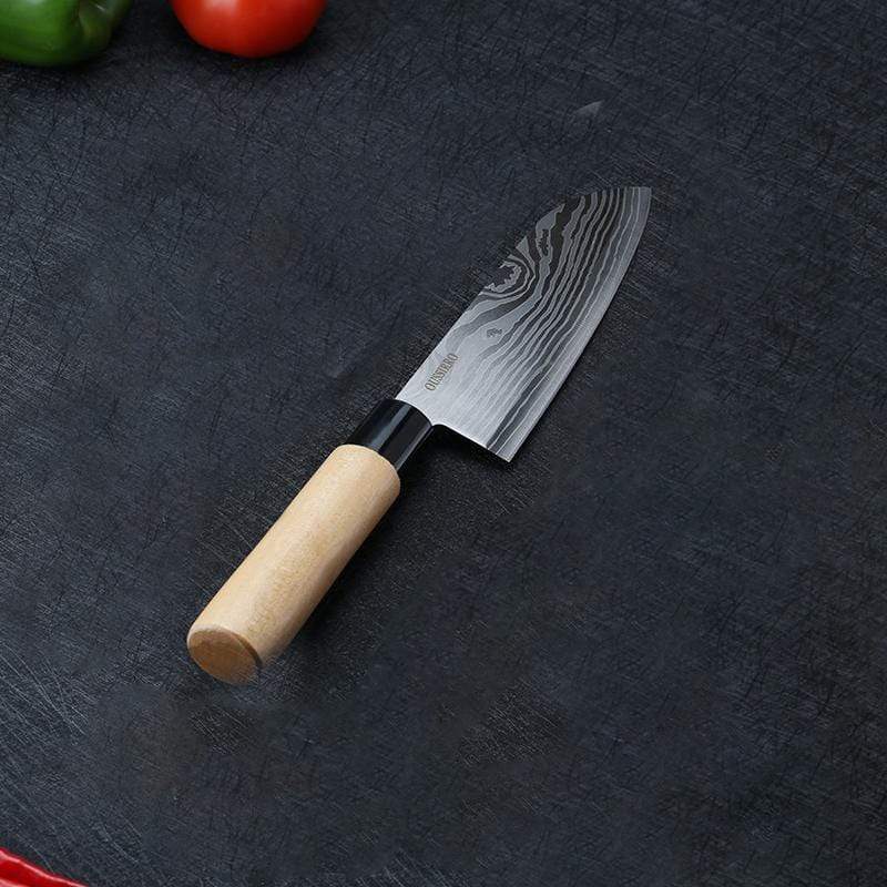 Cuchillo De Chef Santoku Alveolado Sunnecko. Acero Damasco Japones VG-10 -  Cuchillos Importados